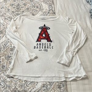 Fanatics White Long Sleeve Tee with Red Logo